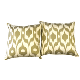 Silk Ikat Pillows (15" Square) olive/ivory