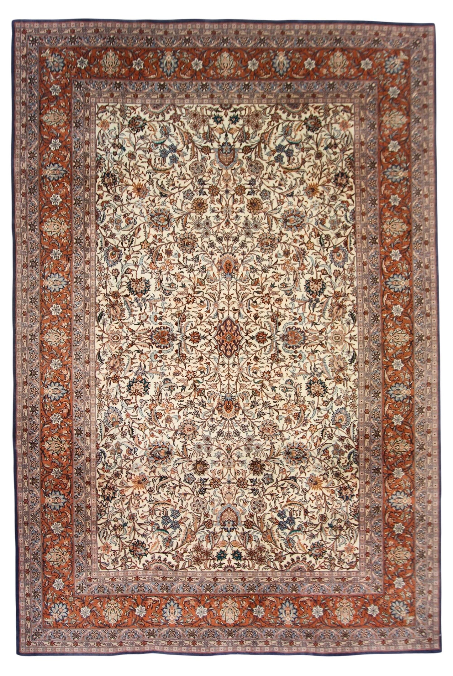 Vintage Sino-Isfahan Design (6'09"x10'06") ivory/rust/blue