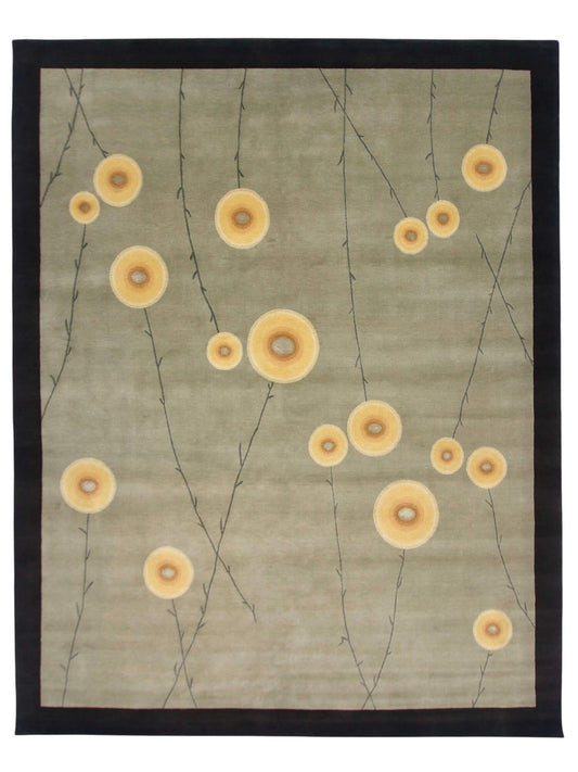 Tibetan 100 - Jardin w. silk accents (8'00"x10'00") sage/dark forest/light gold