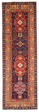 Afghan Heriz (3'x10' Runner) navy/gold/red