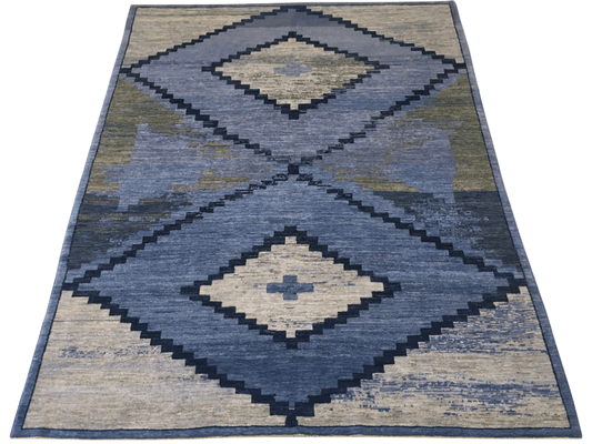 Southwest-Inspired Gabbeh (8'02"x10'04") blues/green