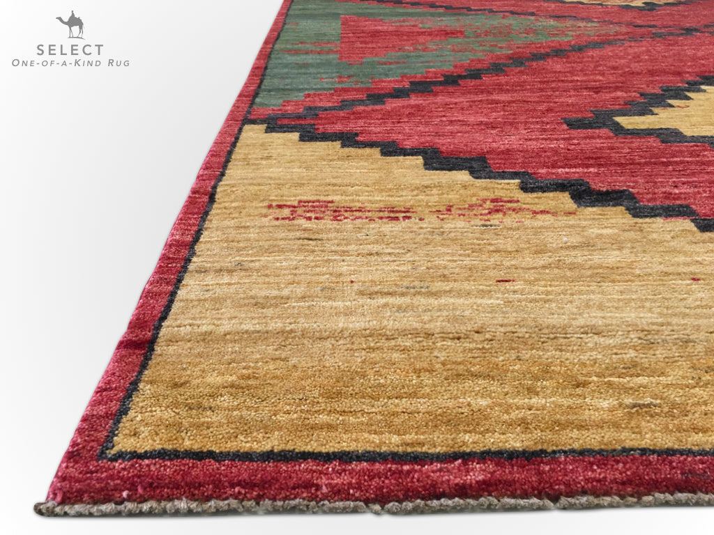 Southwest-Inspired Gabbeh (7'10"x10'00") red/gold/green