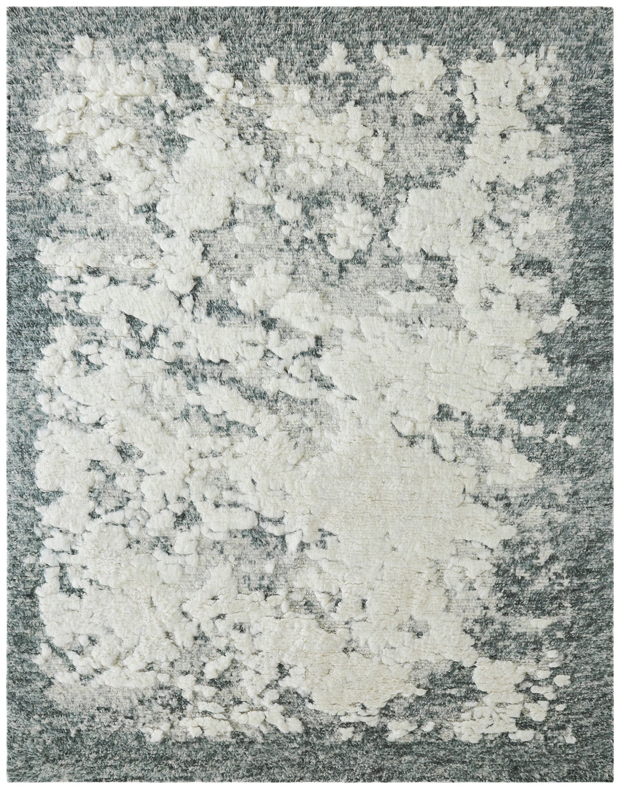 Flokati-style, Virgin Wool 6x9 gray/white