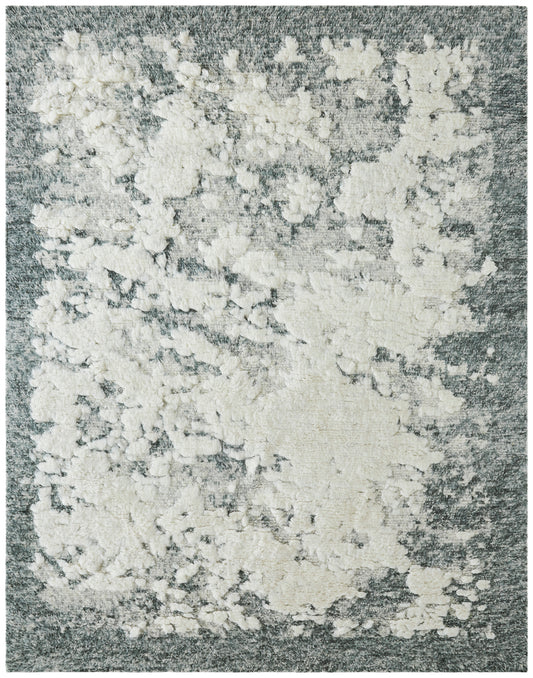 Flokati-style, Virgin Wool 6x9 gray/white