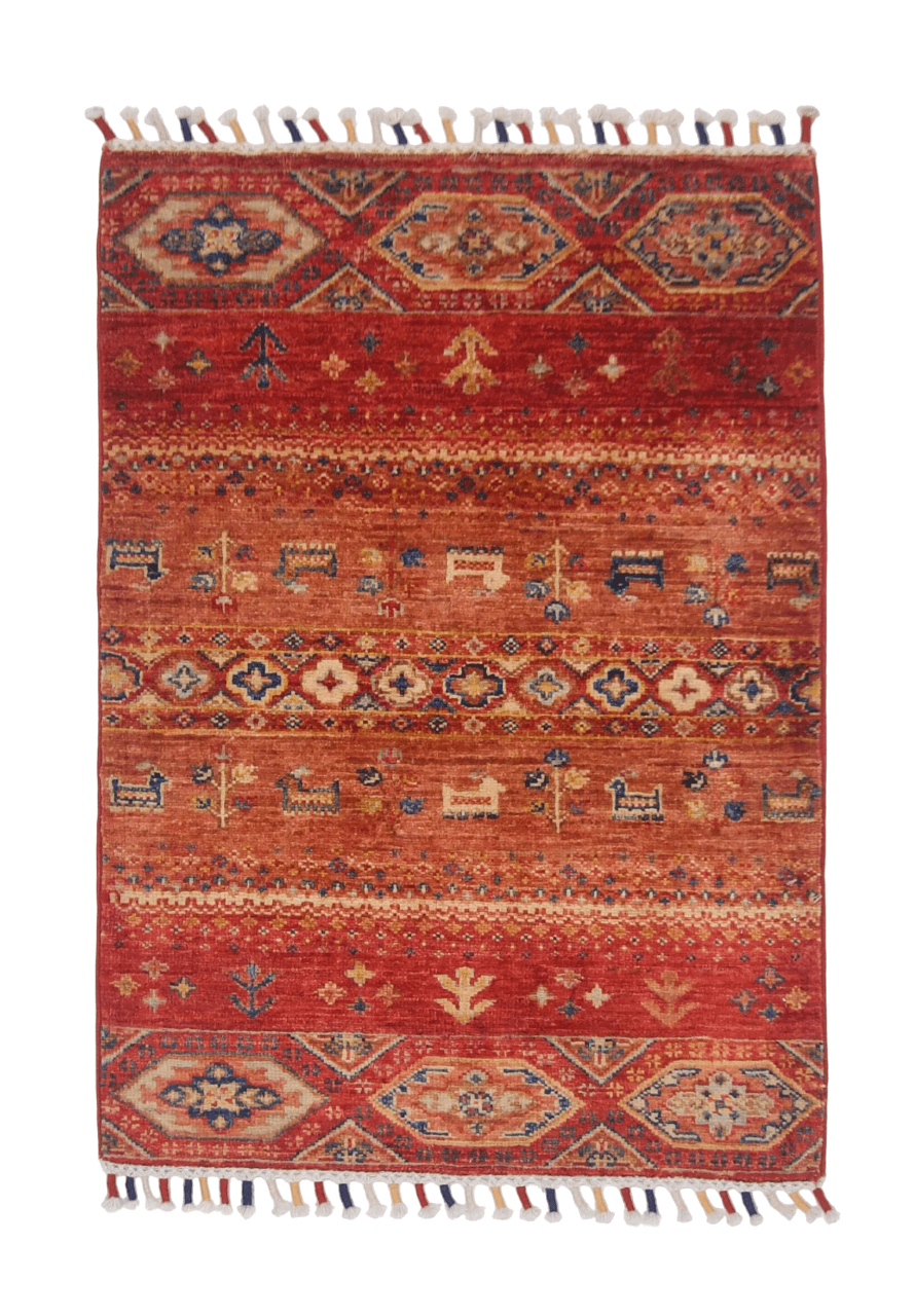 Afghan Khorjin-Gabbeh (2'00"x2'10") red/multicolor