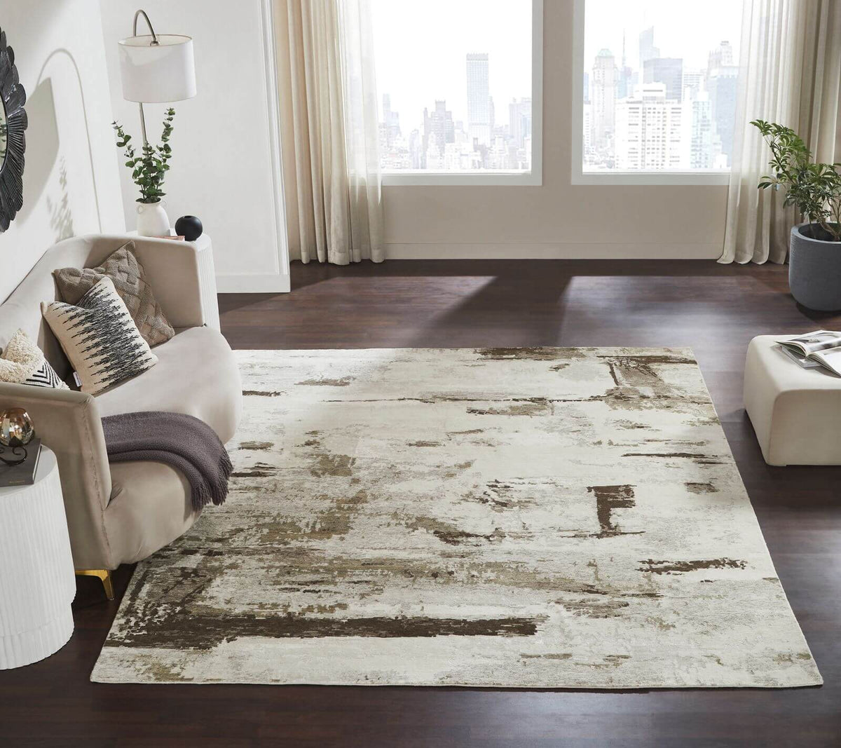 Ontario Collection 111682 Brown Tones/Ivory Abstract