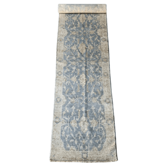 Indo-Oushak lt.blue/ivory 12' Runner