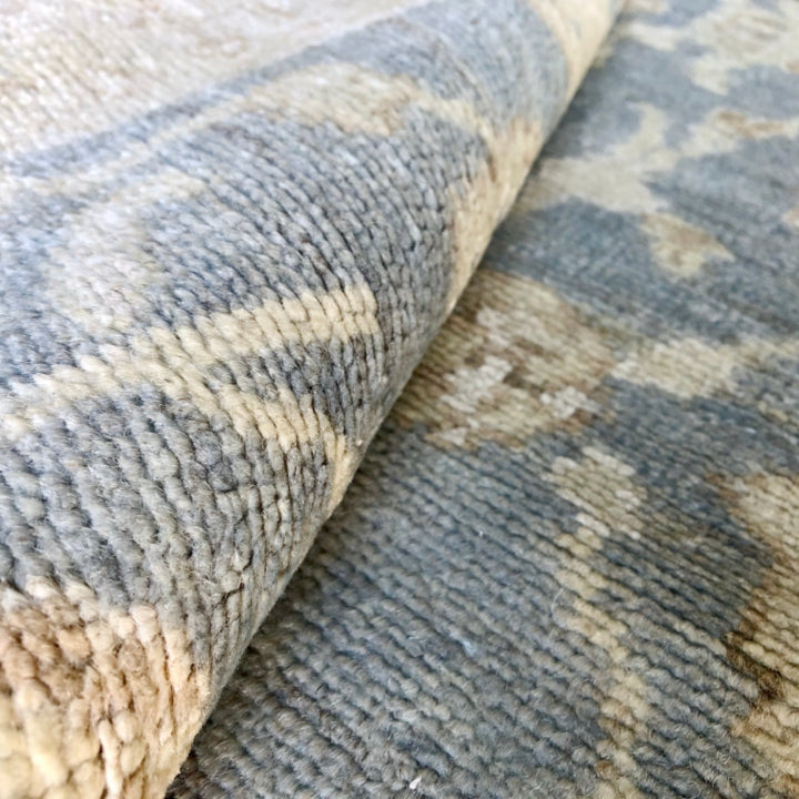 Indo-Oushak lt.blue/ivory 12' Runner