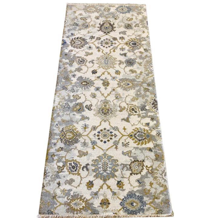 Reversible/2-Sided Flat Weave, (4x10) ivory/gray