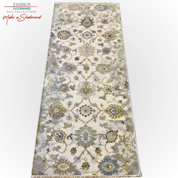 Reversible/2-Sided Flat Weave, (4x10) ivory/gray