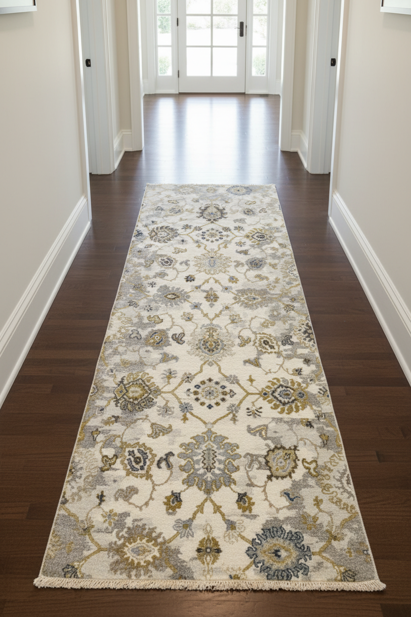 Reversible/2-Sided Flat Weave, (4x10) ivory/gray