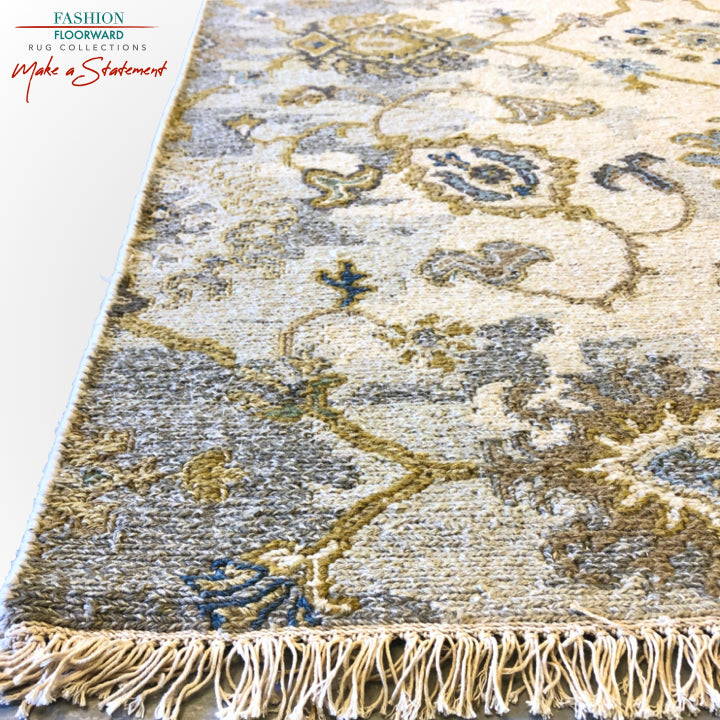 Reversible/2-Sided Flat Weave, (4x10) ivory/gray