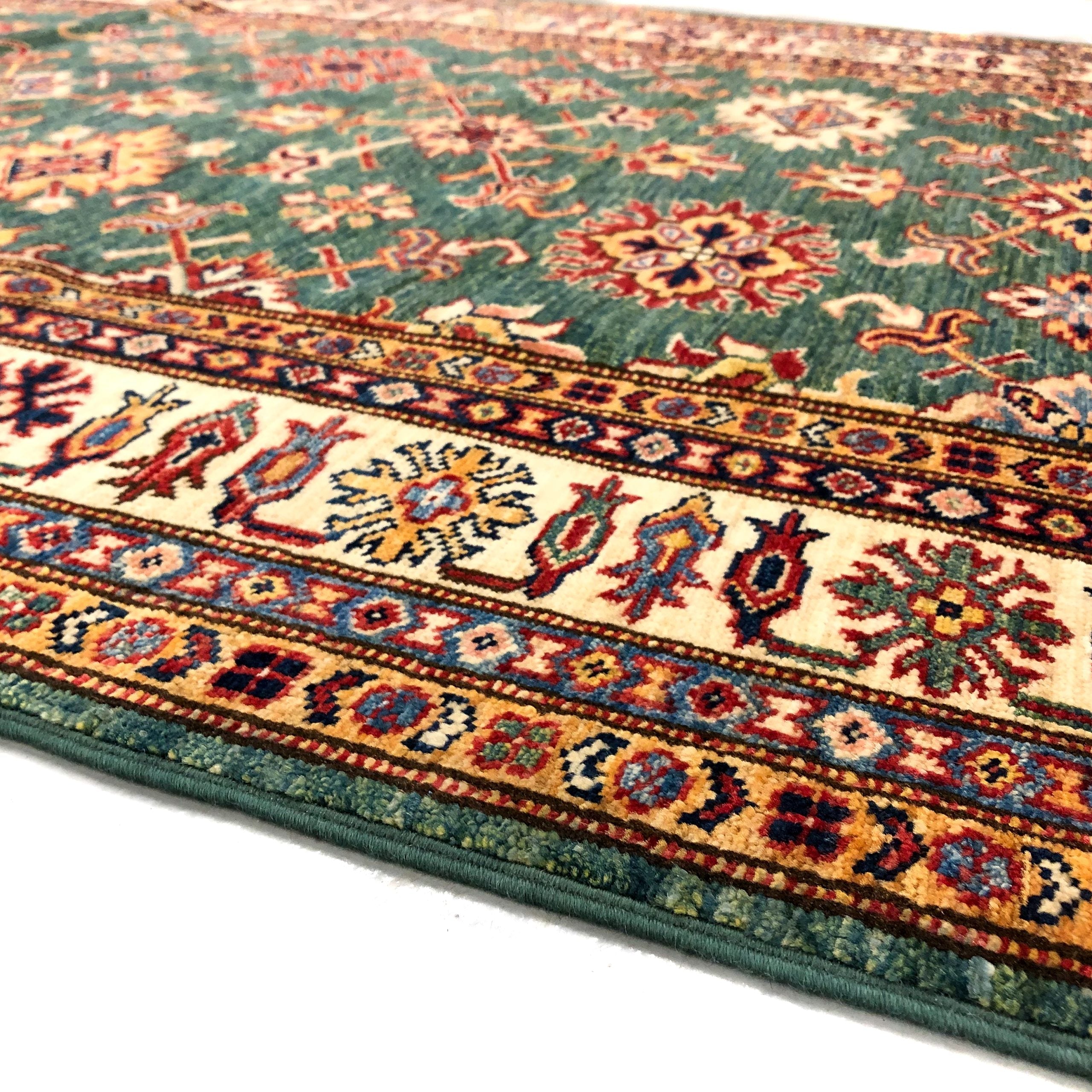 Super Kazak (4'x9' Runner) green/ivory – Kirishian Rugs
