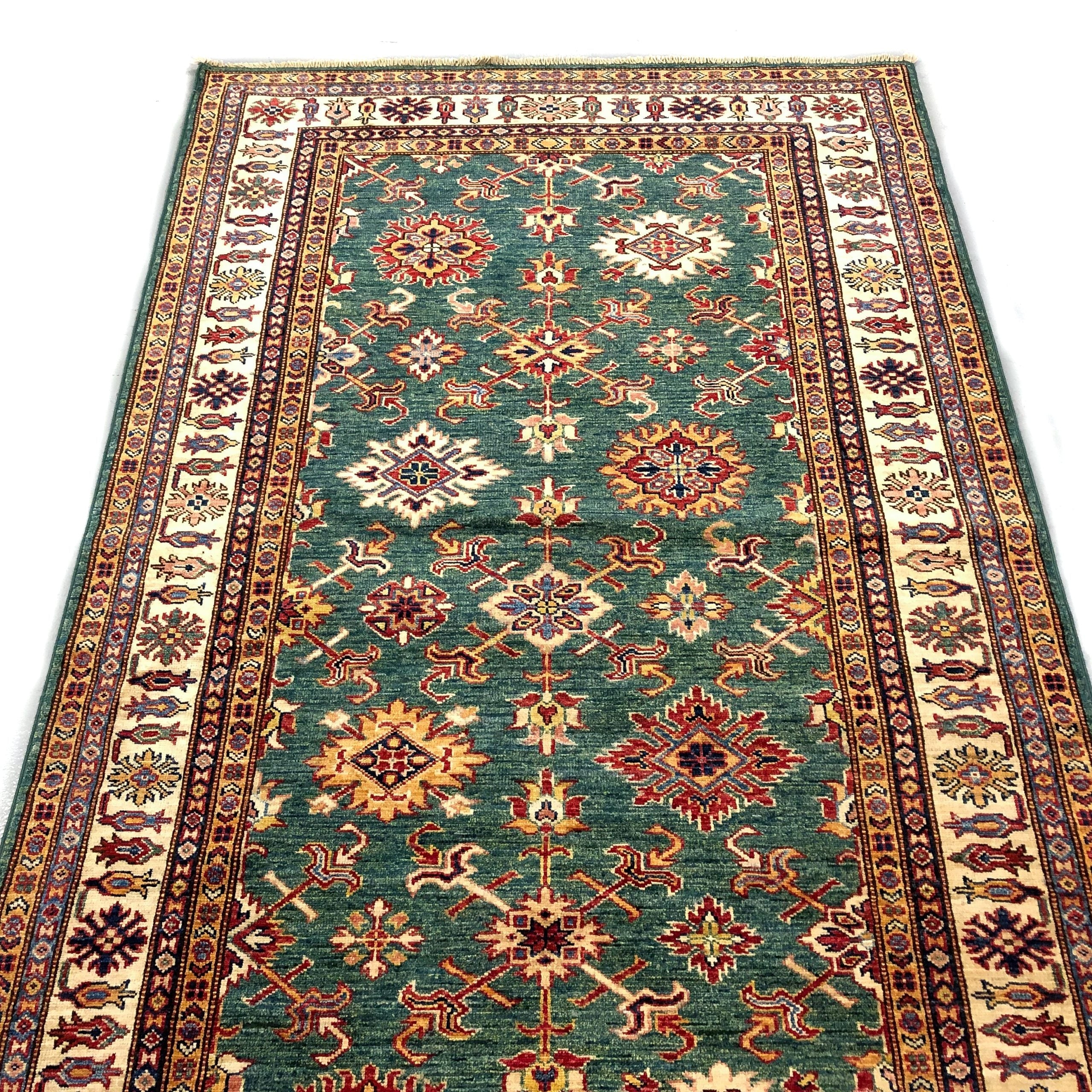 Super Kazak (4'x9' Runner) green/ivory – Kirishian Rugs