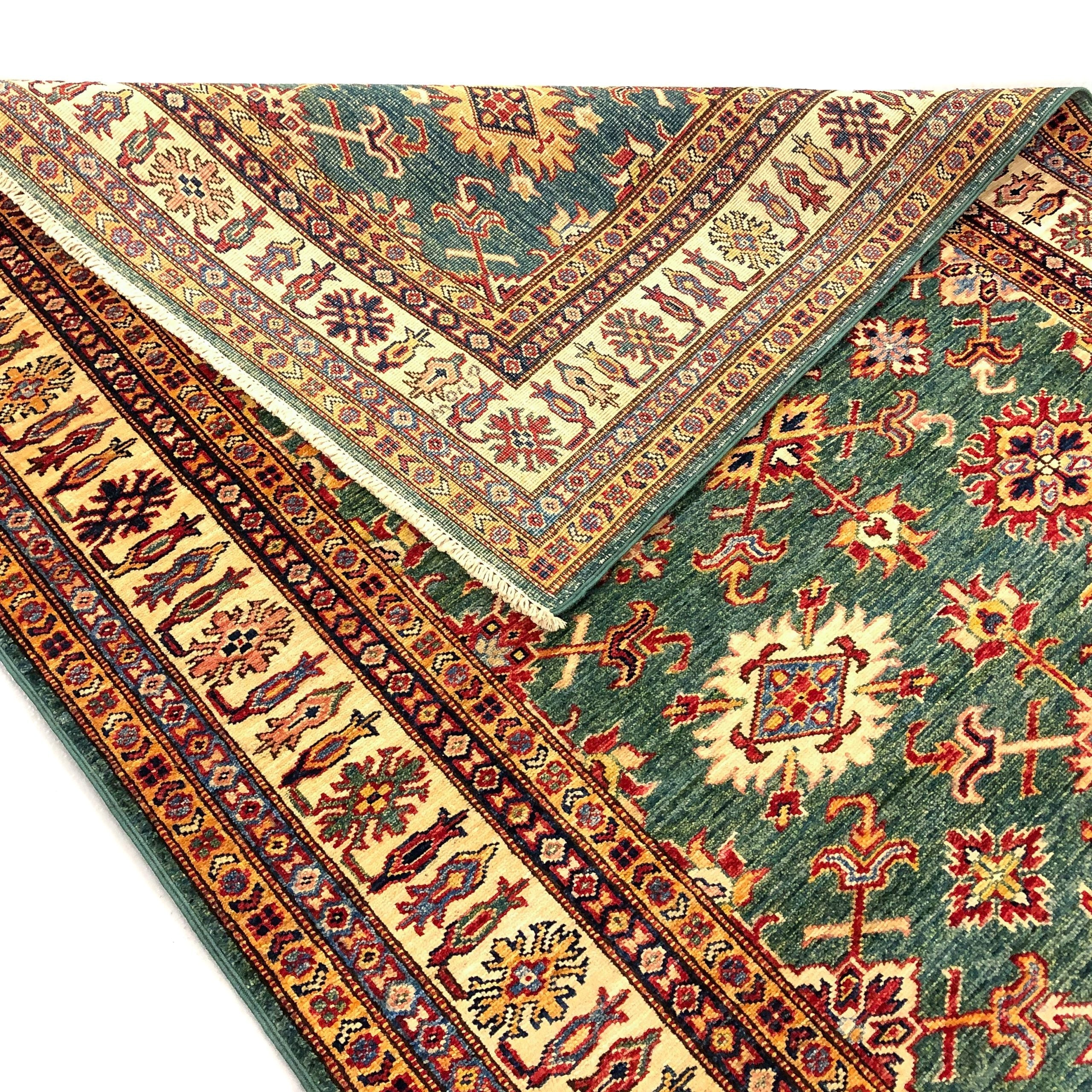 Super Kazak (4'x9' Runner) green/ivory – Kirishian Rugs
