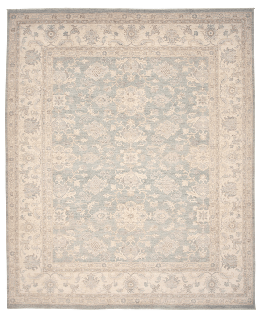 AntiqueWashed Chobi 8'03"x9'10" aqua/ivory