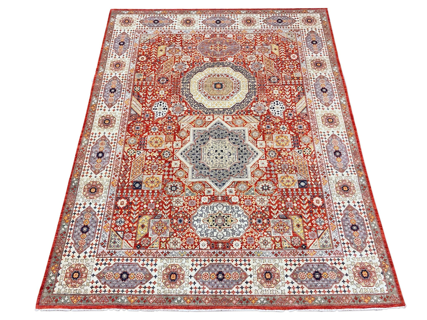 Afghan Mamluk (8'00"x10'02") red/ivory
