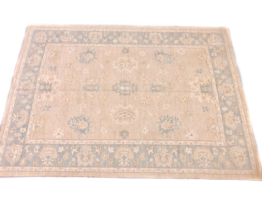Antique Washed Oushak (10'04"x14'07") sand/lt.blue