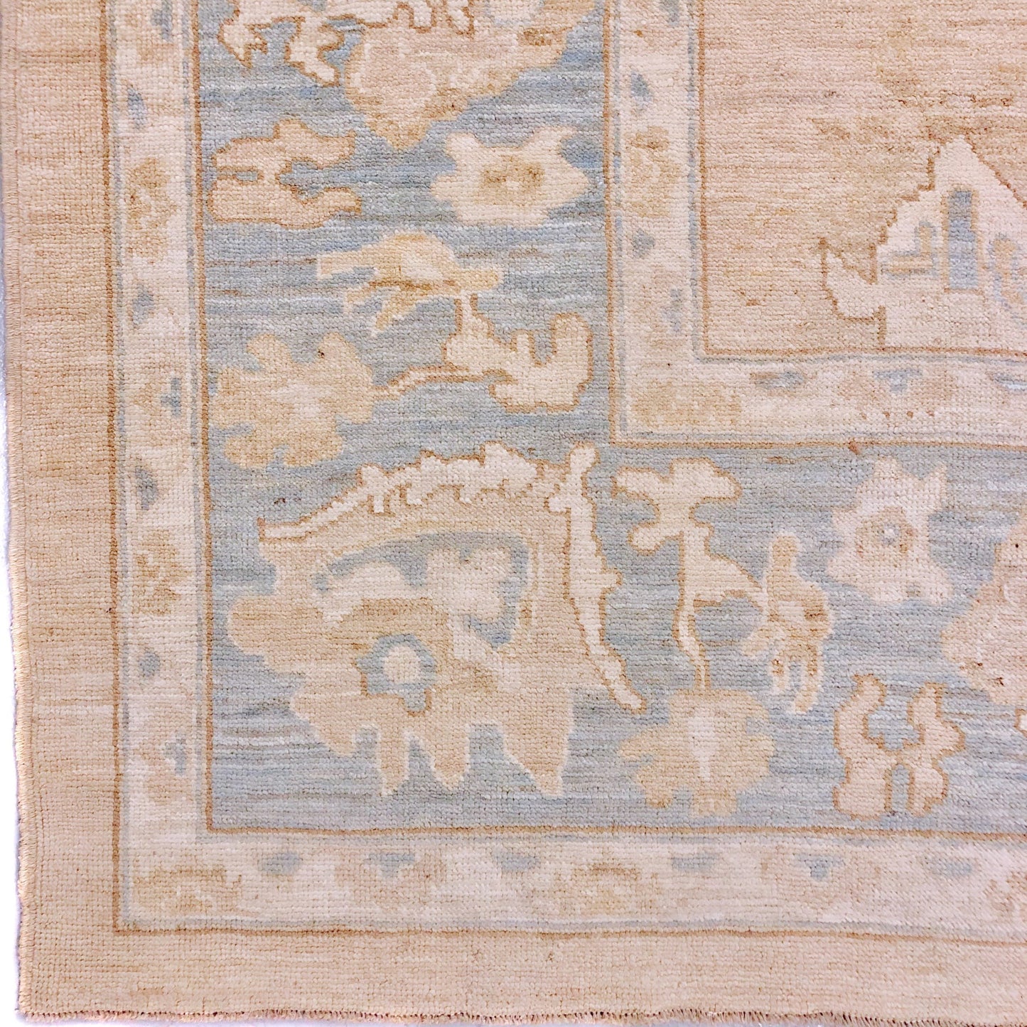 Antique Washed Oushak (10'04"x14'07") sand/lt.blue