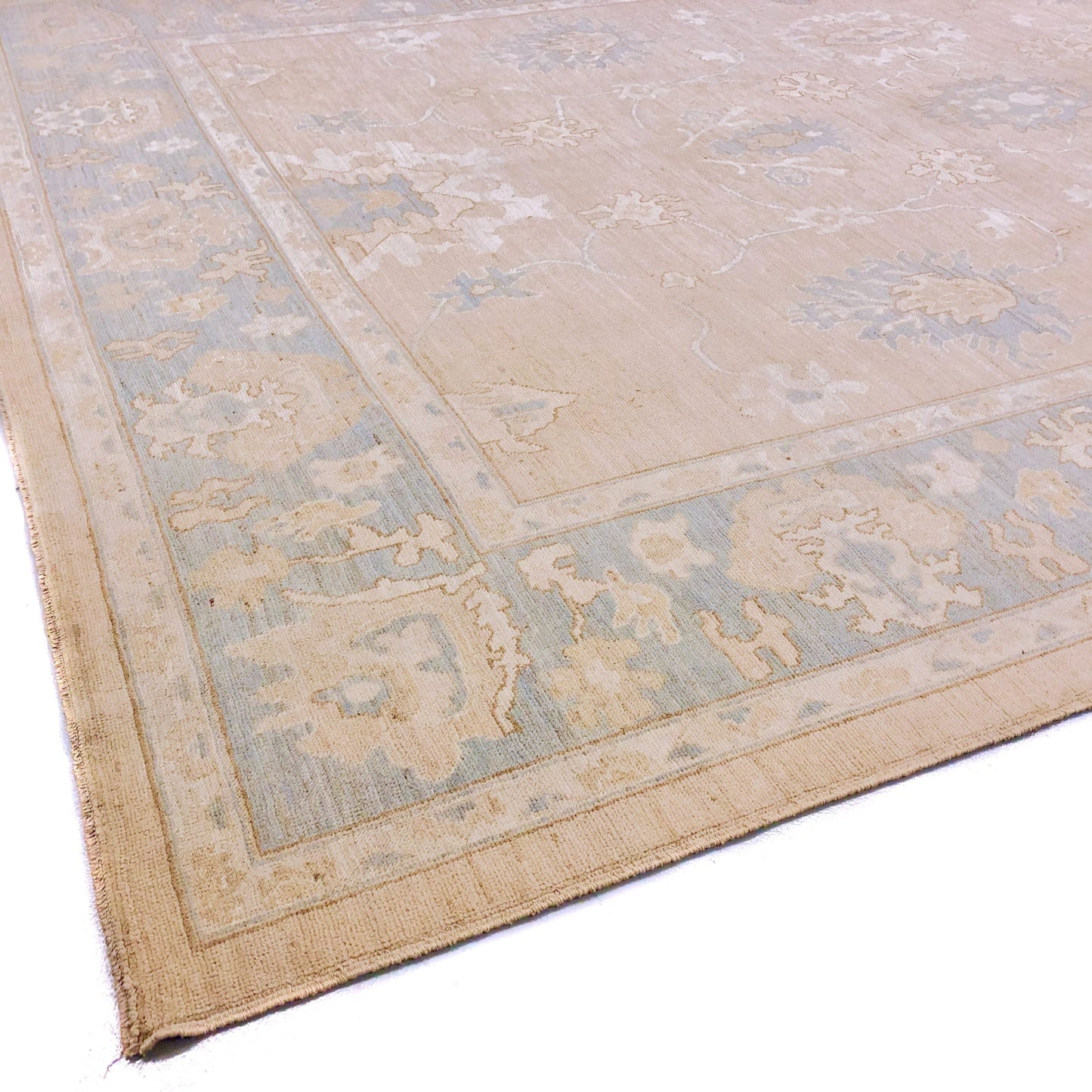 Antique Washed Oushak (10'04"x14'07") sand/lt.blue