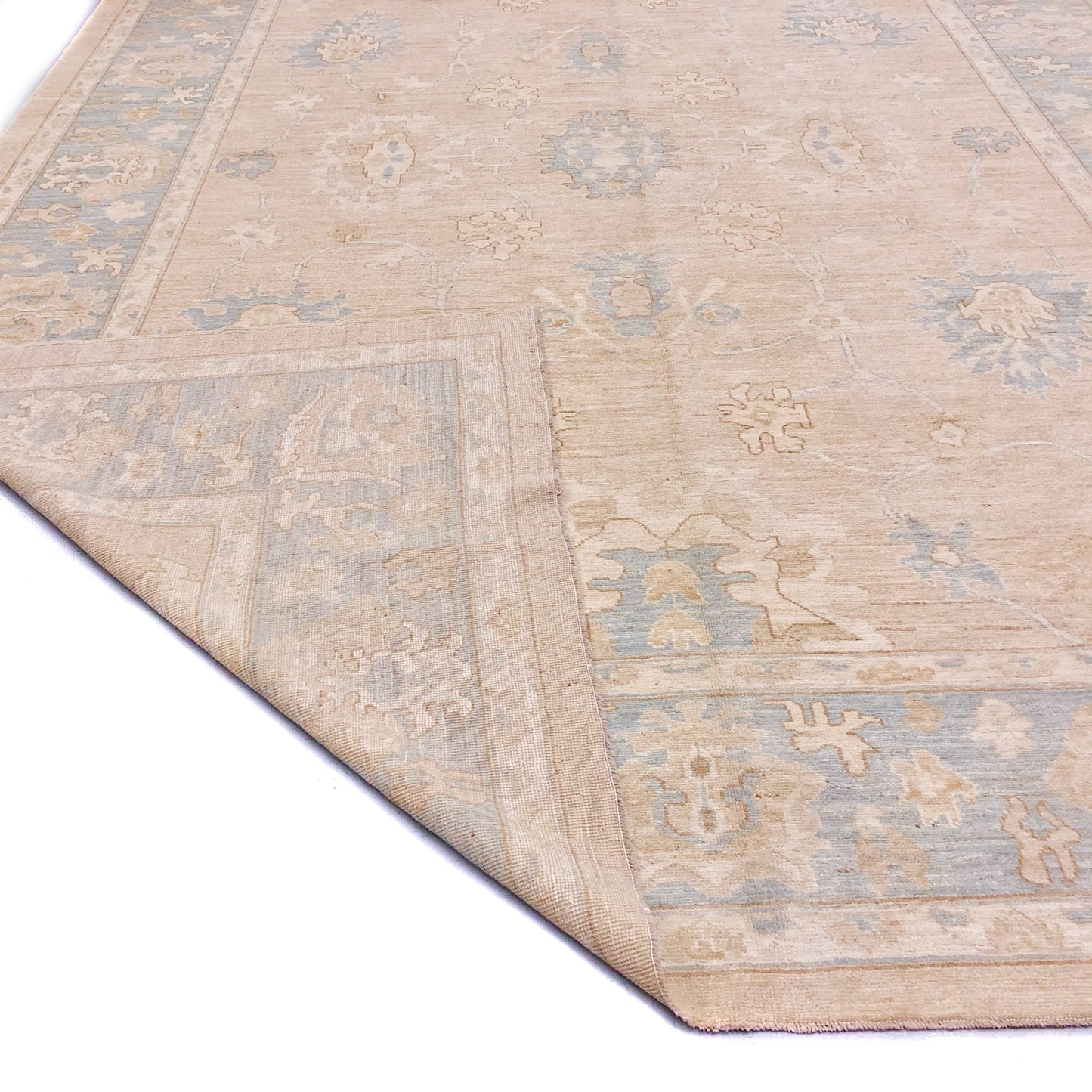 Antique Washed Oushak (10'04"x14'07") sand/lt.blue