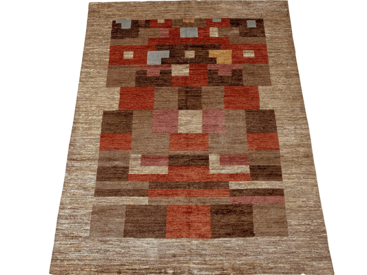 Contemporary Block Gabbeh (7'10"x10'02") multicolor/camel