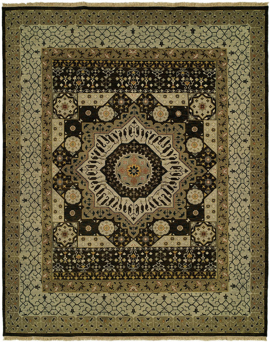 Reversible 2-Sided Soumak Flat Weave - Mamluk Design (5'10"x9'00") dk.gray