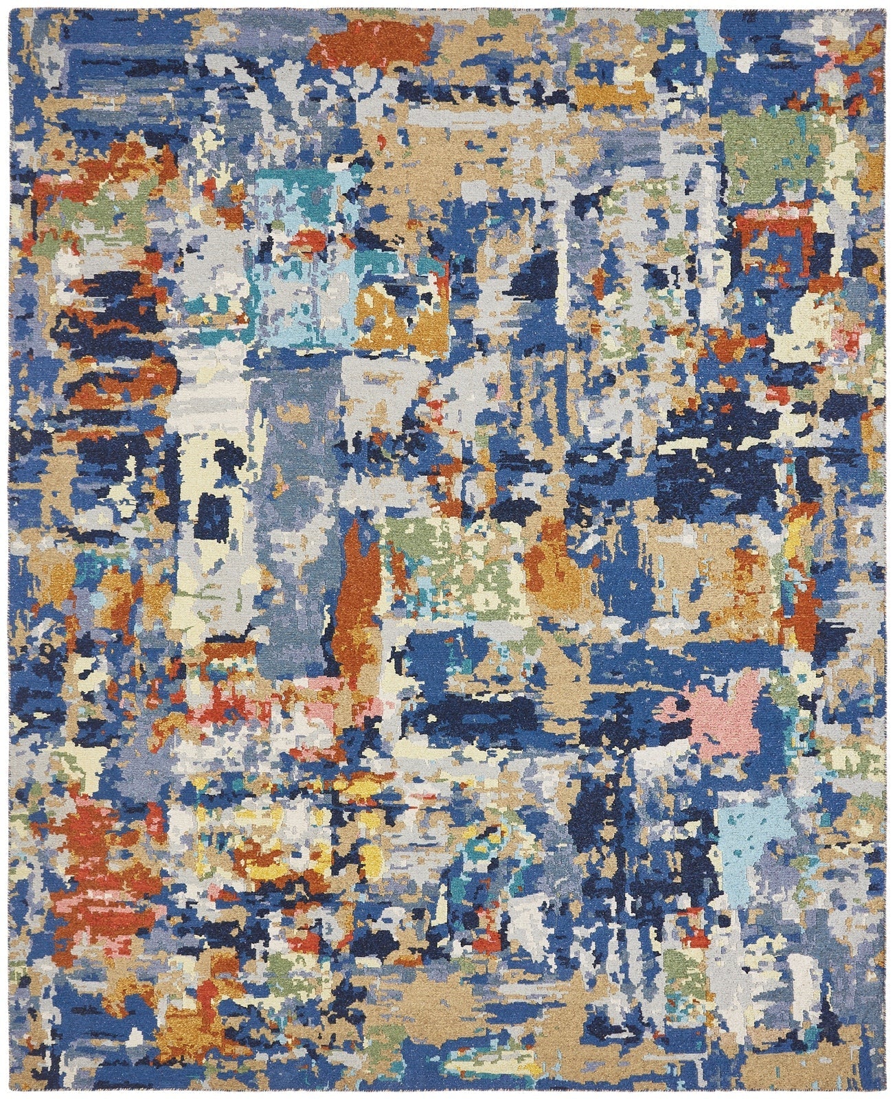 Blue, Red Multi Color Abstract Sullivan Collection Area Rug
