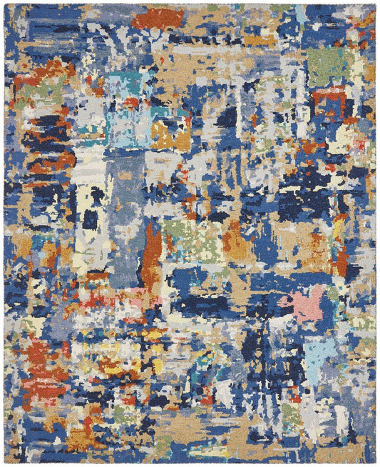 Blue, Red Multi Color Abstract Sullivan Collection Area Rug