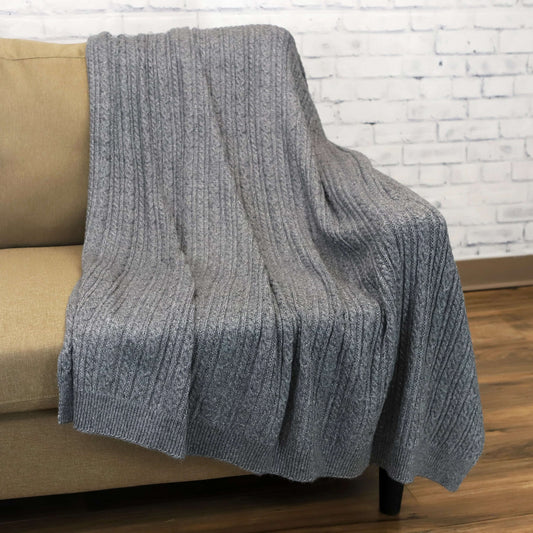 Spinnaker cable-knit throw (50"x60") Gray