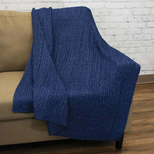 Spinnaker cable-knit throw (50"x60") Marlin Blue