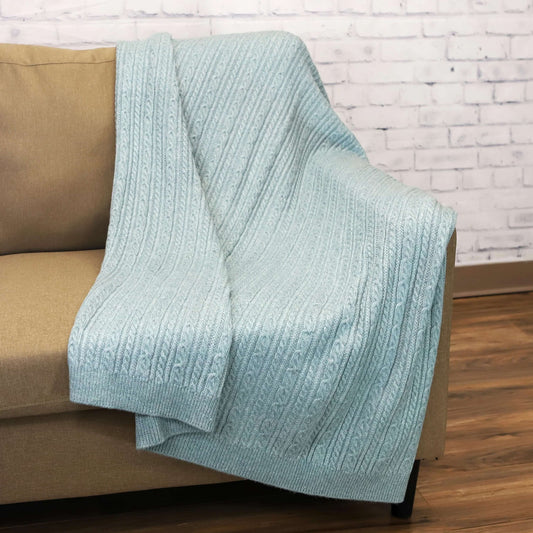 Spinnaker cable-knit throw (50"x60") Seamist