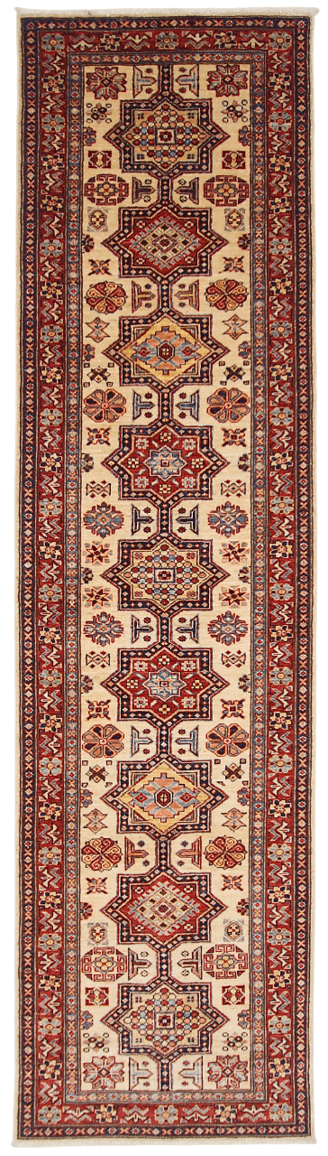 Super Kazak (2'08"x9'10") ivory/red