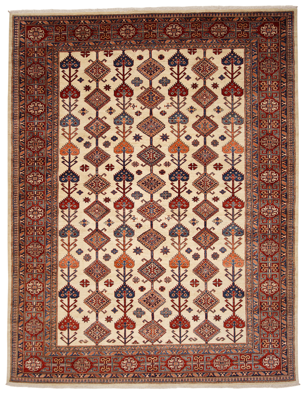 Super Kazak (7'10"x10'02") ivory/red