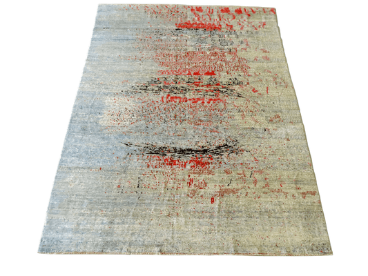 Contemporary Gabbeh (8'09"x11'02") aqua/coral