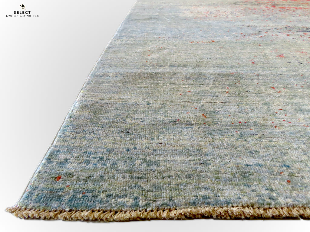 Contemporary Gabbeh (8'09"x11'02") aqua/coral