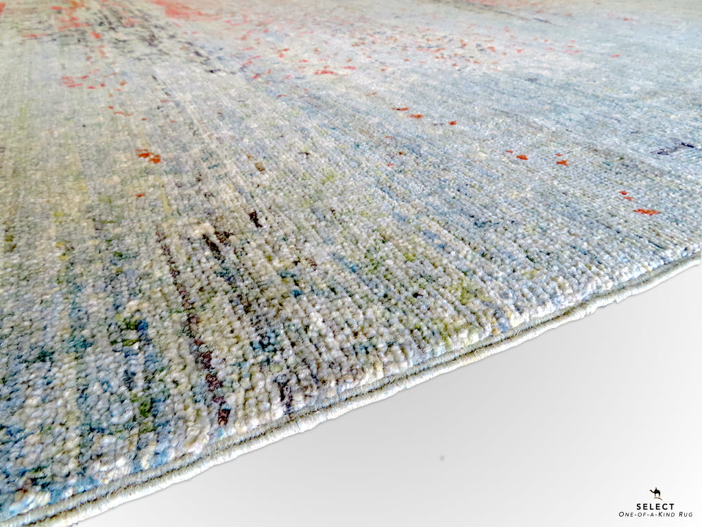 Contemporary Gabbeh (8'09"x11'02") aqua/coral