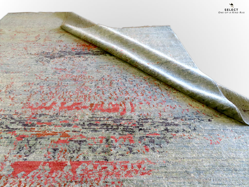 Contemporary Gabbeh (8'09"x11'02") aqua/coral