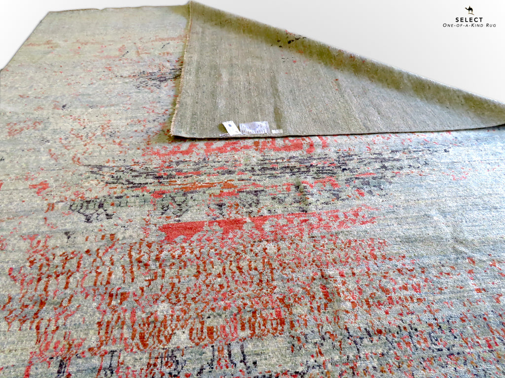 Contemporary Gabbeh (8'09"x11'02") aqua/coral