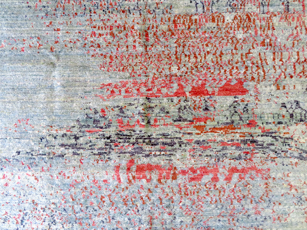 Contemporary Gabbeh (8'09"x11'02") aqua/coral