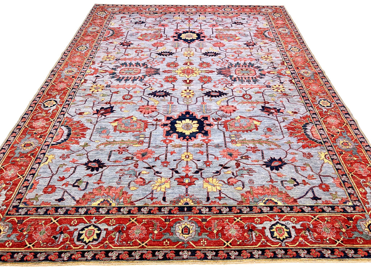 Afgahn Heriz (10'02"x14'00") lt.blue/red