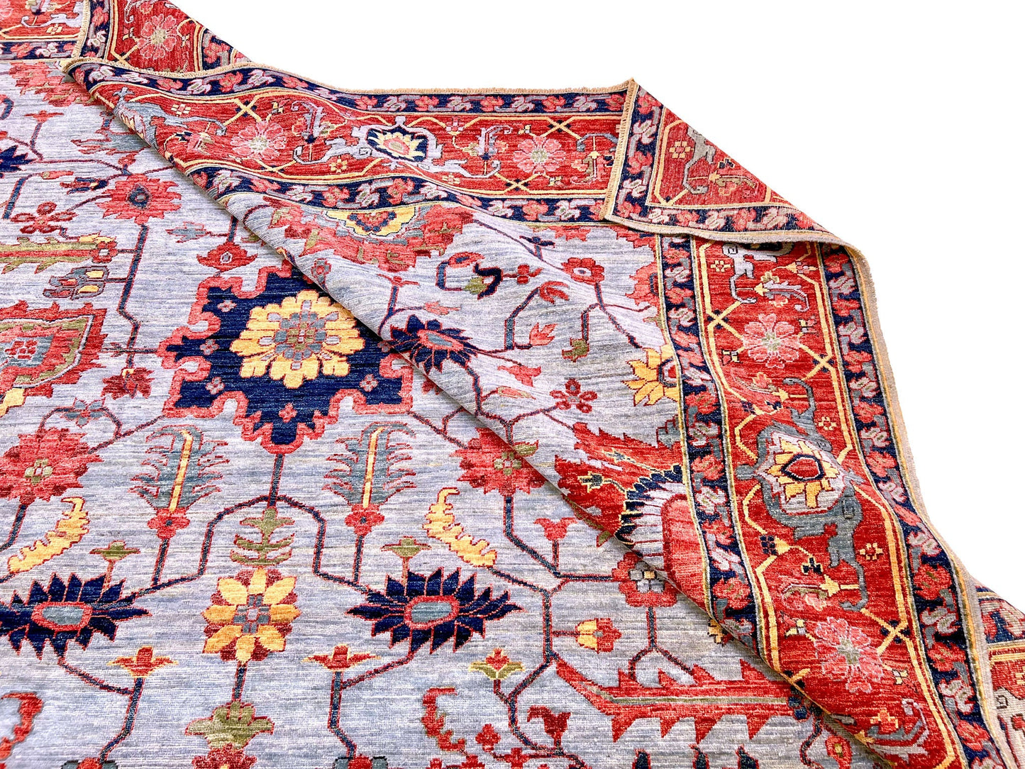 Afgahn Heriz (10'02"x14'00") lt.blue/red