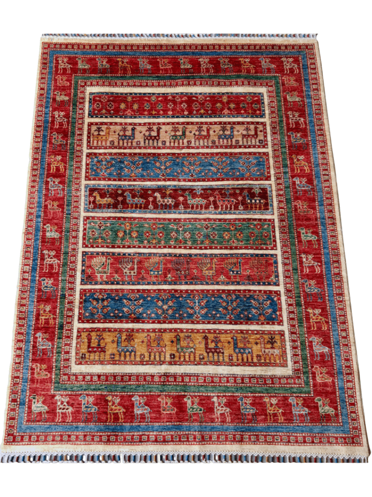 Gabbeh (5'11"x7'00") multistripe/red