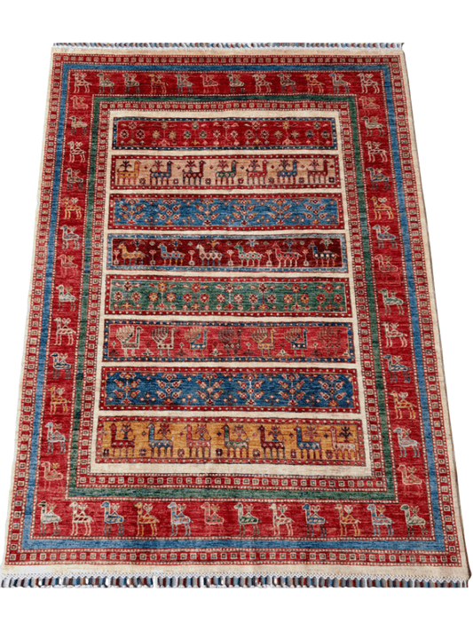 Gabbeh (5'11"x7'00") multistripe/red