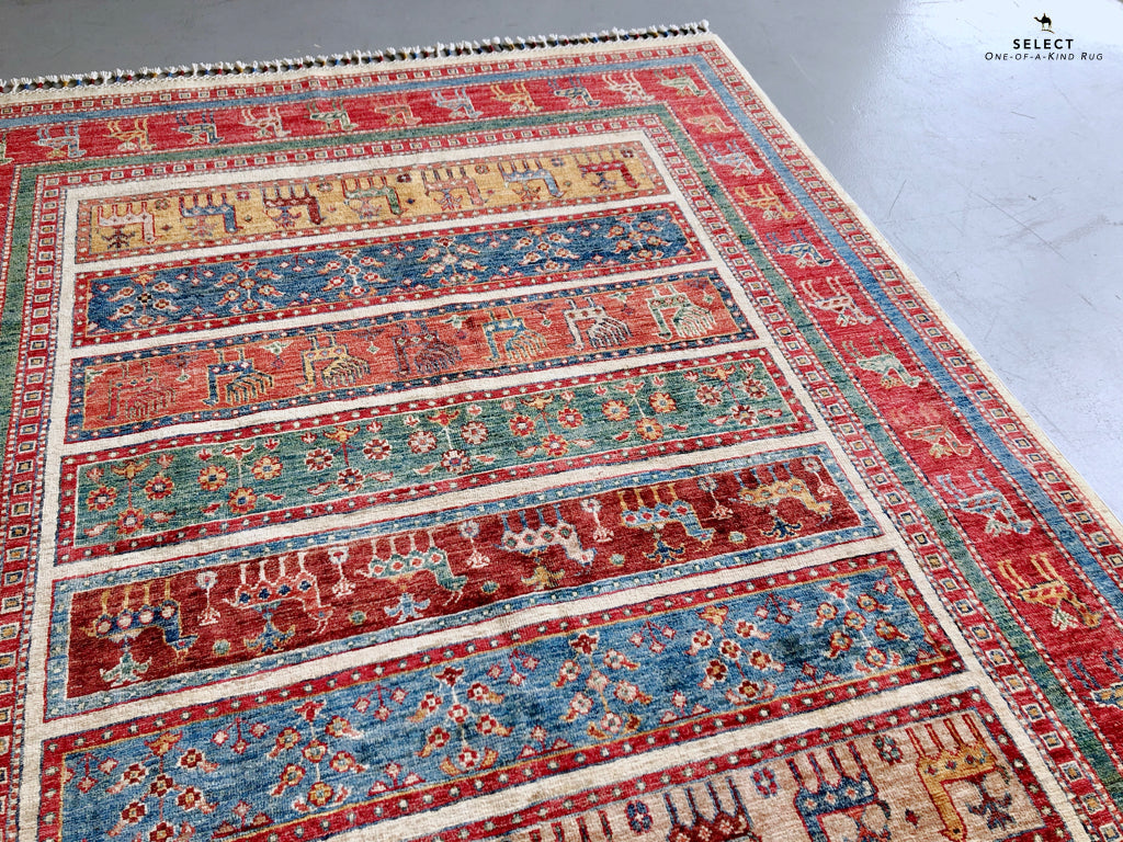 Gabbeh (5'11"x7'00") multistripe/red