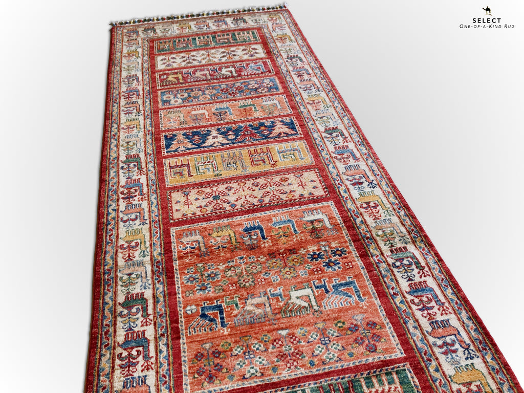 Pazyryk-Style Gabbeh  red/mt 9' Runner