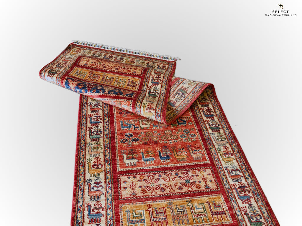 Pazyryk-Style Gabbeh  red/mt 9' Runner