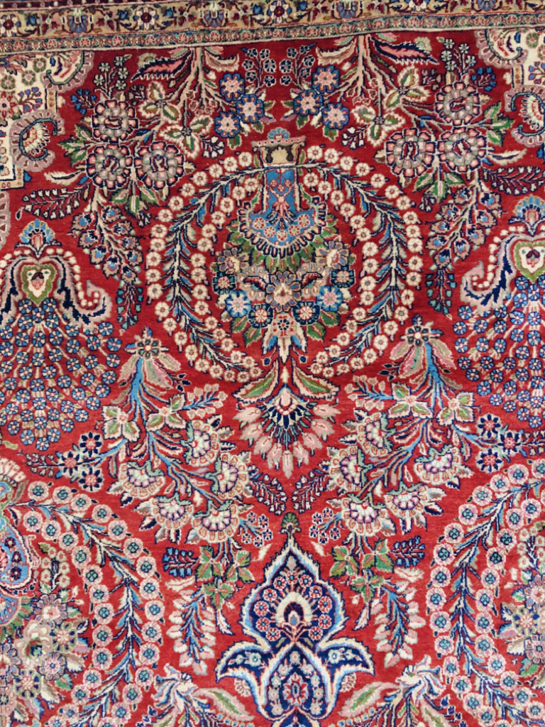 Antique Persian Kasvin (10'09"x17'08") red/navy