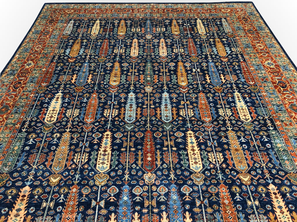 Afghan-Made Serapi (10'00"x13'10") navy/rust