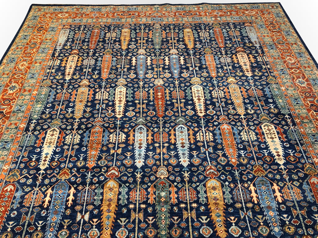 Afghan-Made Serapi (10'00"x13'10") navy/rust